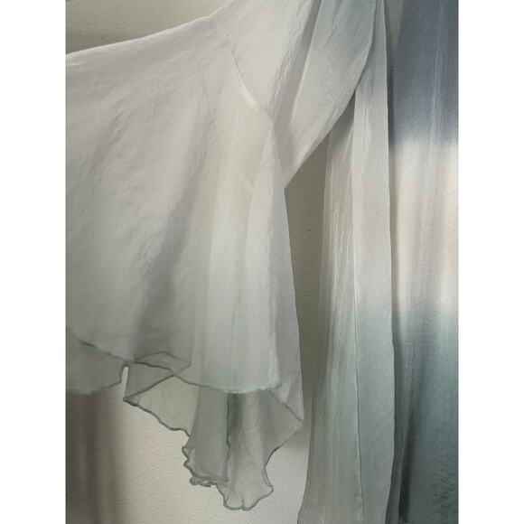 Coco + Carmen Boho Top Size S-M Blue Ombre Bell Sleeve Sheer Fairy Feminine Flow - Picture 4 of 13